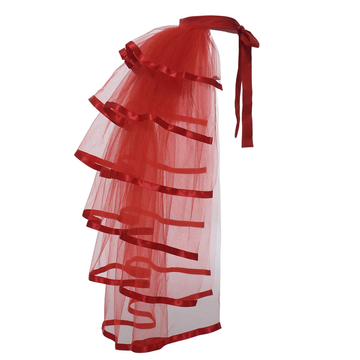 GRACEART Victorian Steampunk Tulle Bustle Vintage Tutu Belt Lace Underskirt Neo-Gothic Costume Red