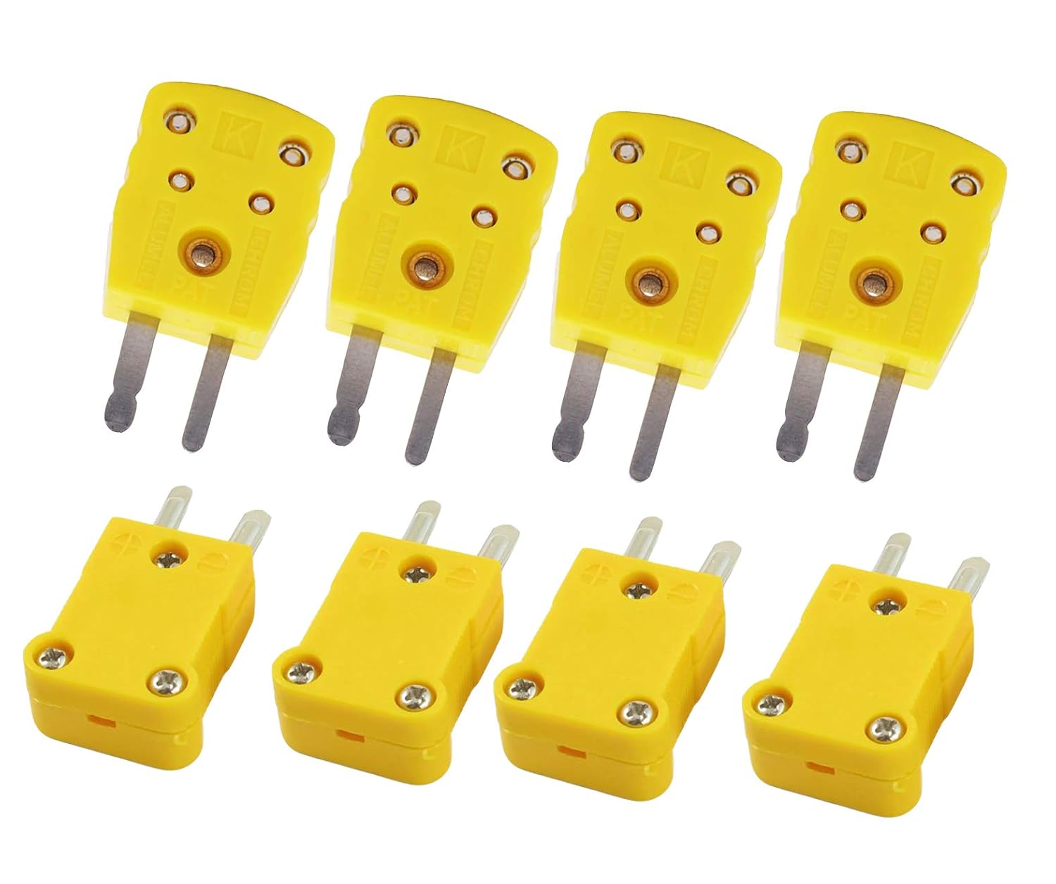 K Type Thermocouple Wire Connector Mini Plug Wire Male RTD Circuits Yellow Plastic Case Thermocouple Plug Adapter (8 Pack)