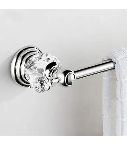 Chrome Towel Rack,Adjustable Towel Holder Silver Crystal Bathroom Towel Bar
