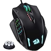 Redragon M908 Impact RGB Gaming Mouse, 12,400 DPI Wired Laser MMO Mouse with High Precision Actuation, 12 Macro Side Buttons