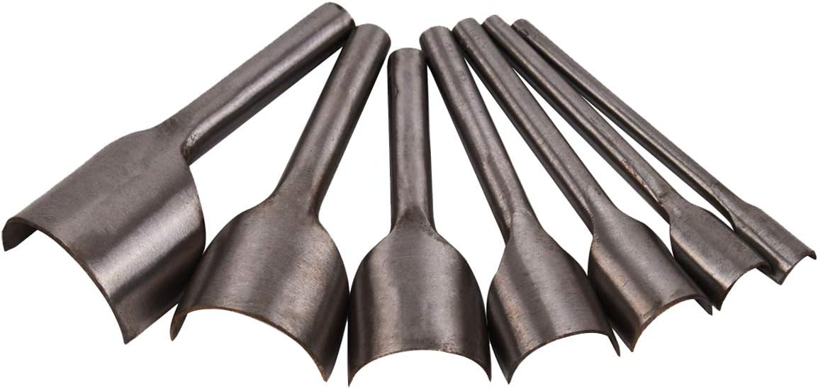 Bleiou 7 Pcs Leather Craft Tools Half-Round Cutter Punch for Crafting Strap Belt Bag Wallet DIY with 7 Sizes(10-40mm)