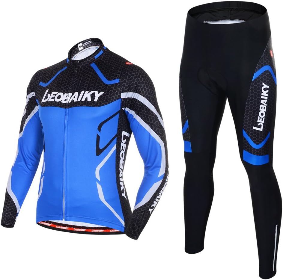 LEOBAIKY Bike Suit, Cycling Bike Suits for Men Clothing Set Sportswear Suit Outdoor Sports Long-Sleeved Lightweight Quickdry Soft Skin-Friendly(US L(Asia XL), Blue)