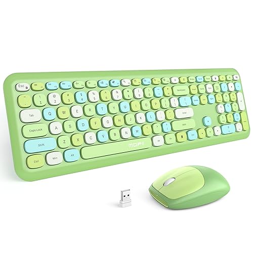 MOFII Wireless Keyboard and Mouse Combo Silent, Slim Compact 2.4G USB Full Size Wireless Mouse and Keyboard Combo, Cute 110 Keys for PC, Notebook, MacBook, Tablet, Laptop, Windows System