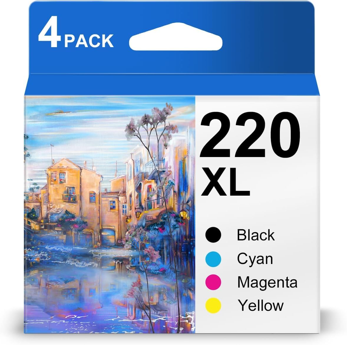 Photo 1 of 220XL Ink Cartridges Remanufactured for EPSON 220 DURABrite Ultra Ink Black & Standard Color with Latest Chip for Workforce WF-2750 WF-2760 WF-2630 WF-2650 Printer (Black, Cyan, Magenta, Yellow)