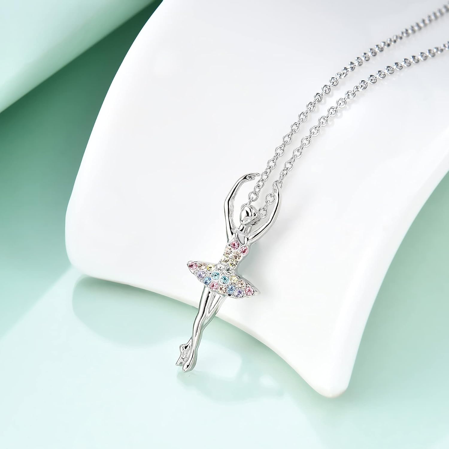Rainbow Girls Necklace Ballerina Dance Recital Gifts for Women,Ballet Dancer Pendant Jewelry for Sister Mom Friends (Rainbow Ballerina): Clothing