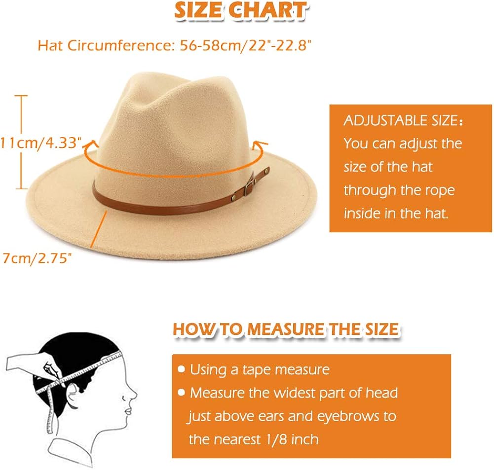 Lisianthus Women Wide Brim Wool Fedora Panama Hat with Belt Buckle A-Camel at  Women’s Clothing store