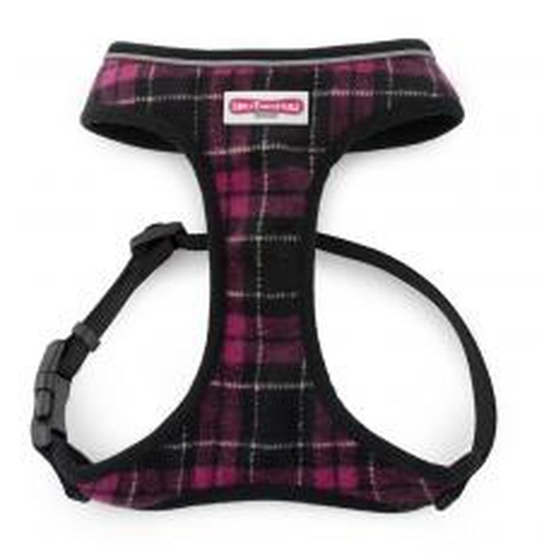 Ancol Tartan Dog Harness - Purple - Lightweight Breathable Padded Air Mesh with Snap On Design - Large Size 53-74cm