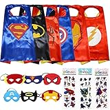 Superhero Dress Up Costumes 6 Satin Capes and 6 Felt Masks - Superhero Party Supplies
