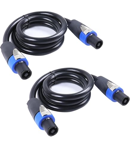 Speakon Cable Heavy Duty 2 Pack Pro Speakon To Speakon Male Speaker Wire Lock Cable Pair 13awg Patch Professional Audio Cable Cord With Nl4 Nl4fc Port Connector For Para Bocinas De Dj