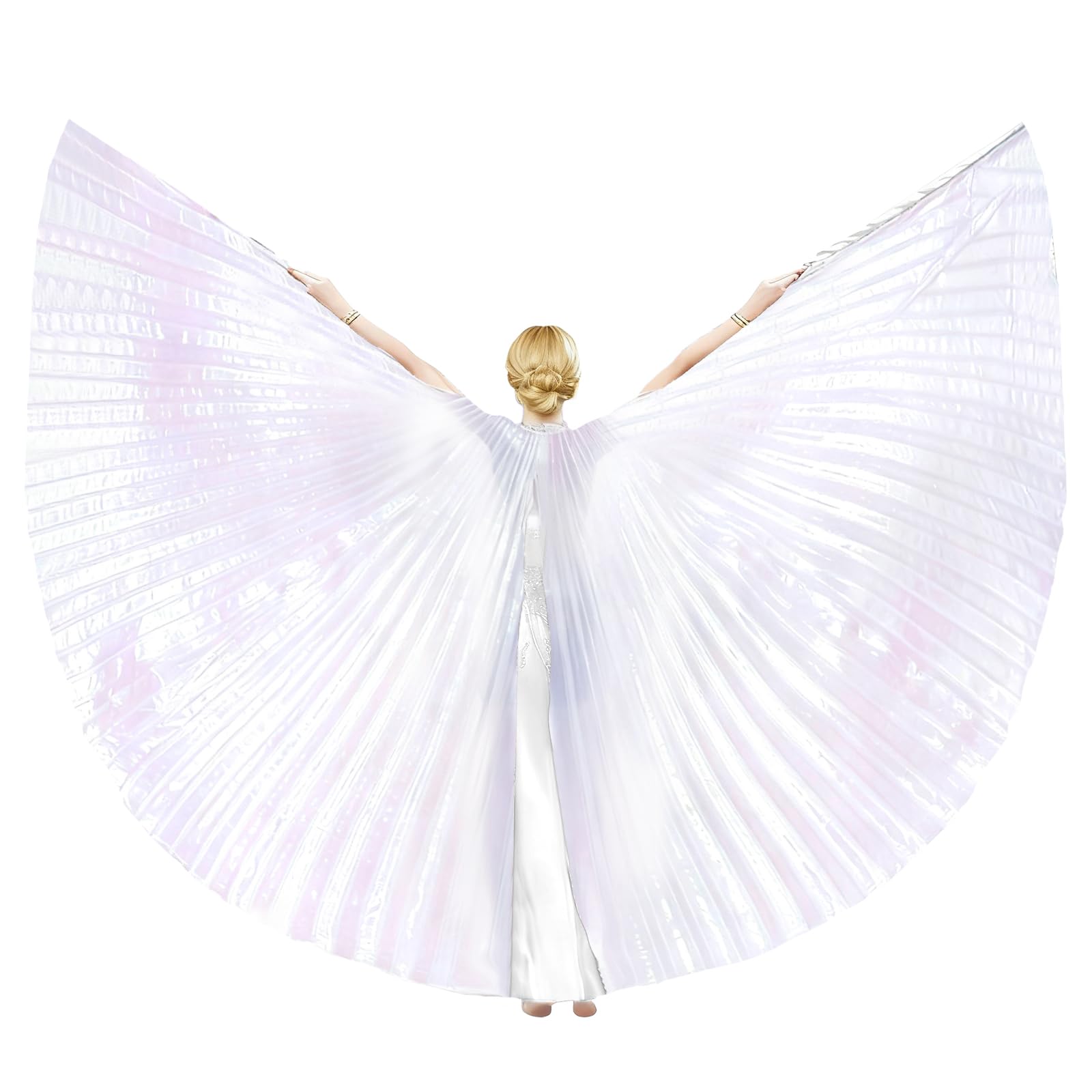 Baisdan Opening Isis Wings with Sticks, Belly Dance Butterfly Wings for Women, Halloween & Carnival Performance Costume White — image 1