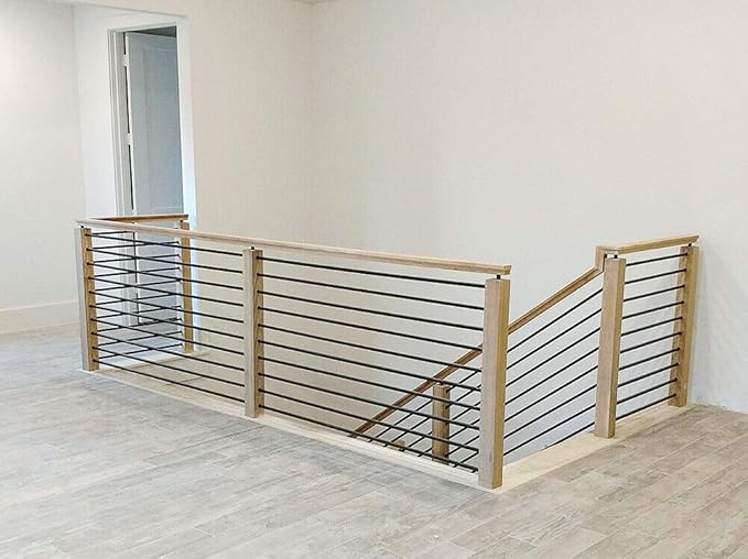 Satin Black 5 1 1 8 Foot X 5 8 Inch Round Horizontal Bar Baluster For Stair Remodel Amazon Com