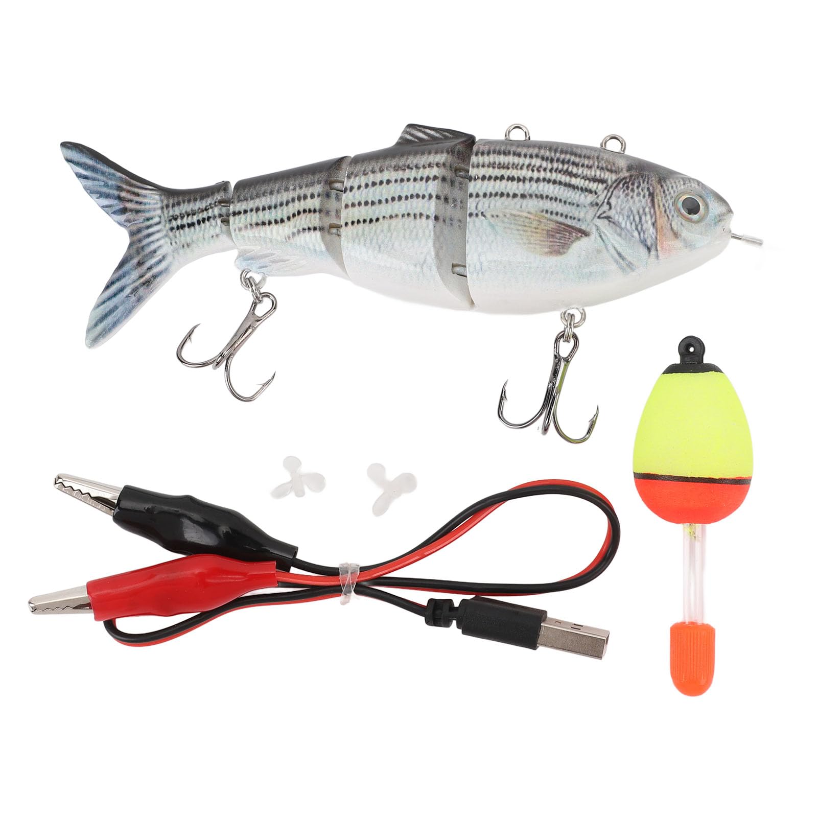 Fishing Lure, USB Rechargeable Electric Fishing Bait Automatic Swimming Lifelike Bass Lure LED Light Wobbler Multi Jointed Swimbaits Freshwater Lure (BL-620)
