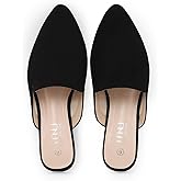 MUSSHOE Pointed Toe Mules for Women: Comfortable Slip On Flats with Soft Memory Foam - Non-Slip Lightweight Backless Loafers for Office Work & Business Casual