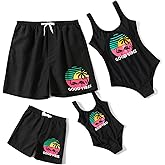 IFFEI Family Matching Mommy and Me Swimsuits One Piece Swimwear Modest Bathing Suits Beachwear for Beach Pool Vacation
