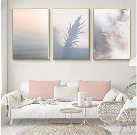 Amazon Llxhg シンプルなパステルカラーウォールアートシンプルなキャンバス絵画ニュートラルブラッシュピンクグレーポスター北欧のリビングルームのウォールアートの装飾 50x70cmx3フレームなし ウォールステッカー オンライン通販