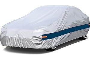 Holthly Car Cover Waterproof All Weather, Outdoor Car Covers for AutomobilesRain Sun UV ProtectionFull Exterior Covers with Cotton Lined Universal Fits Universal Fits Sedan (178-185in)