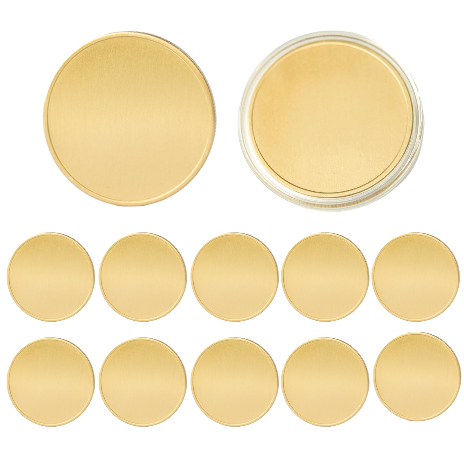 Photo 1 of 12 Pcs 40mm Laser Engraving Blanks Solid Brass Challenge Coin Blanks 4mm Thickness for DIY Crafts, Hand Carving Custom Coin Blanks Gift for Commemorative Collection,Birthday (Brass 4MM Thickness)