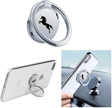 FTYSXP Anillo Soporte movil telefono, 360 °rotación Multifuncional Metal teléfono Anillo Grip para Tablet PC Smartphone Soporte magnético del Coche Unicornio (Plata): Amazon.es: Electrónica