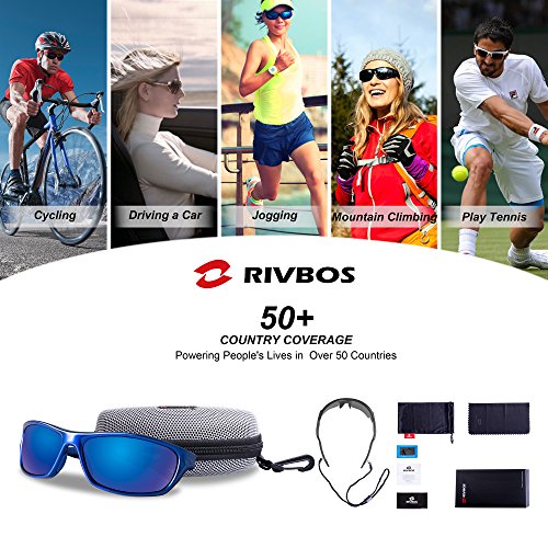 RIVBOS Polarized Sports Sunglasses Driving Sun Glasses for Men Women Tr 90 Unbreakable Frame for Cycling Baseball Running Rb831 (Blue Mirror Lens)