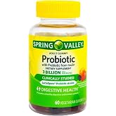 Probiotics Women and Men &ndash; 60 Vegetarian Gummies, 3 Billion CFU with Inulin, Digestive Health Supplement, Assorted Peach Strawberry Mixed Berry Flavors (Pack of 1)