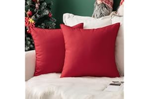 MIULEE Pack of 2 Decorative Outdoor Waterproof Pillow Covers Square Garden Christmas Cushion Sham Throw Pillowcase Shell for Spring Patio Tent Couch 16x16 Inch Red