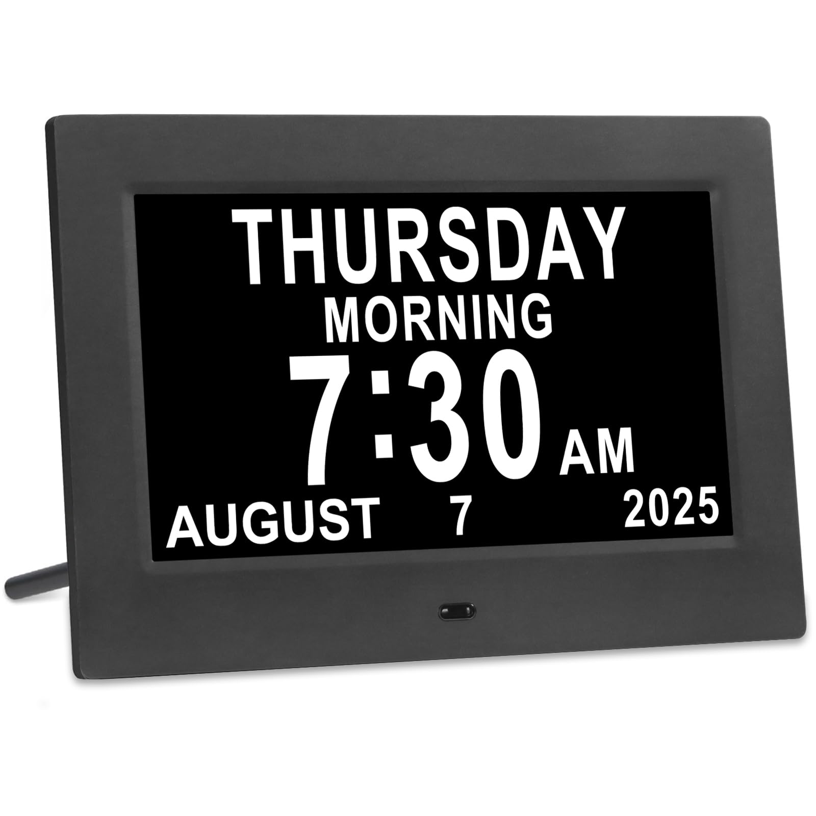 Golony 7-inch Large Dementia Clock.Displays month,day and time.Large-digit alarm clock.12 alarm groups.Auto-dimming.Suitable for elderly users.Black.