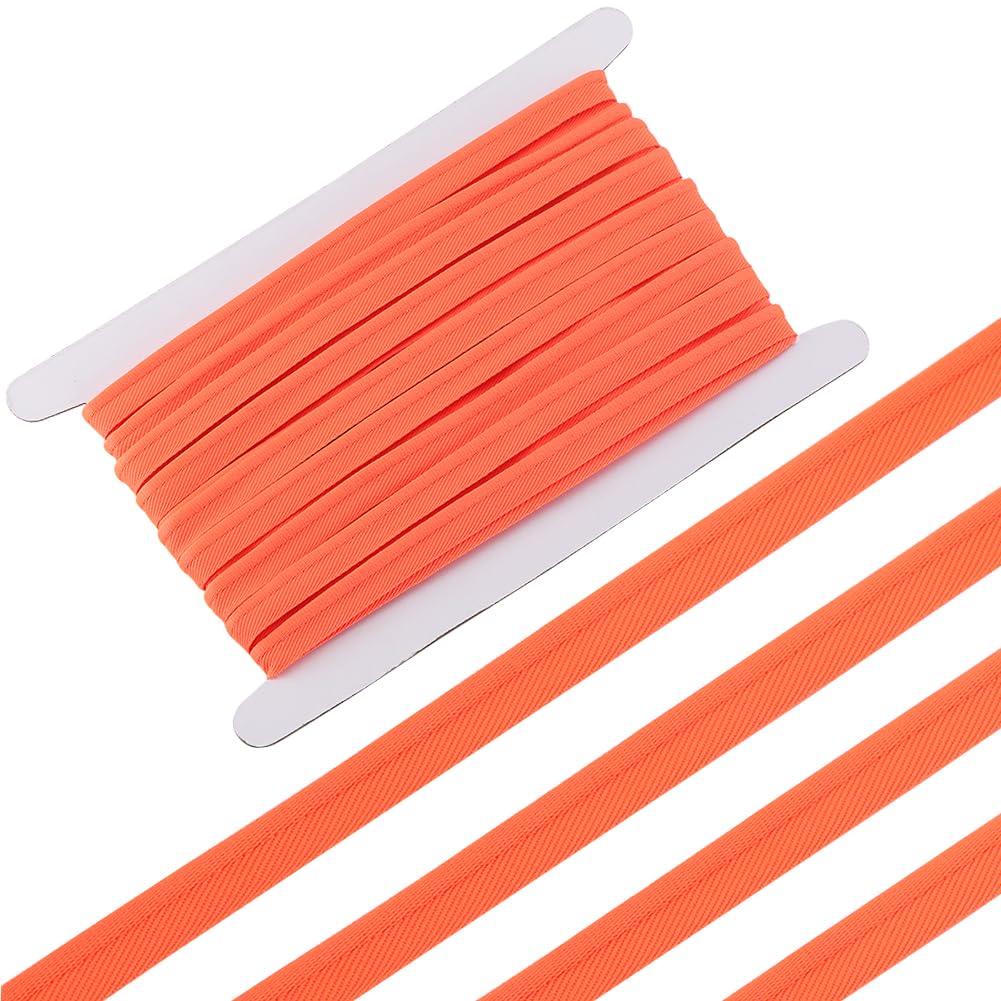GORGECRAFT 10 Yards*11mm Piping Bias Tape Orange Piping Trim Cord Polyester Ribbons for Sewing Craft Binding Tape Hemming Sewing Seaming Piping Quilting Clothing Accessories Wrapping Cord Trim