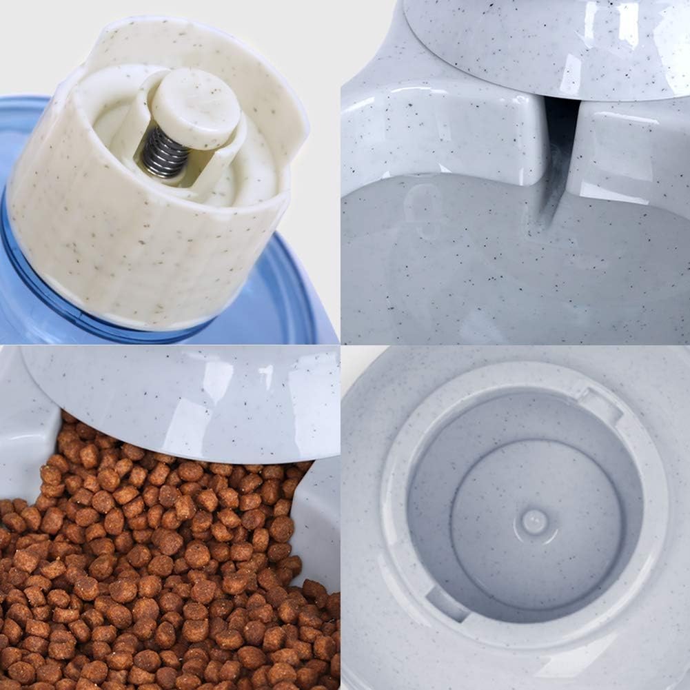 Pet Supplies : Zcaukya Automatic Cat Feeder and Water Dispenser Set, 1 Gal x 2 Gravity Dog Water Fountain Pet Food Feeder (Grey) : 
