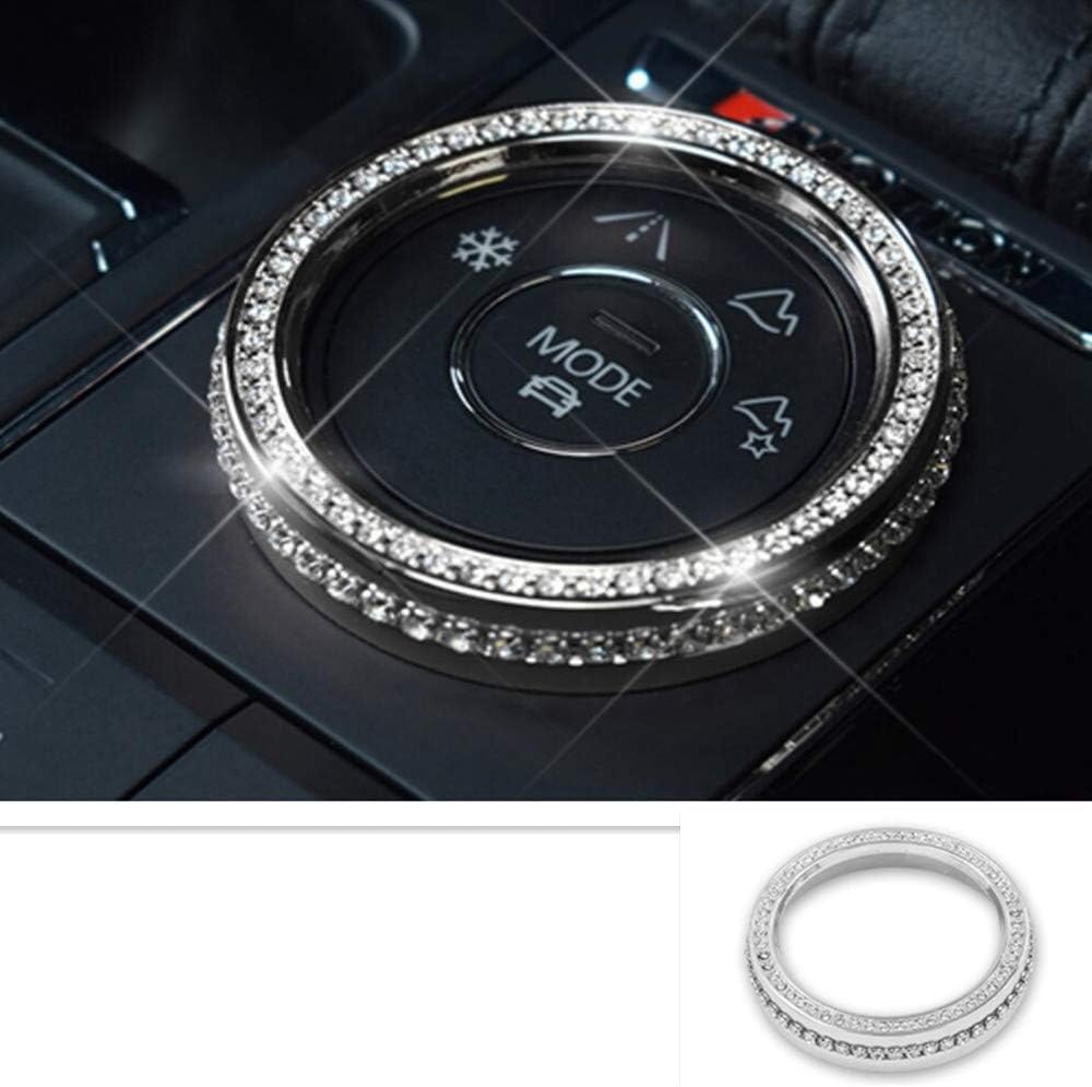 NIUHURU Car Interior Trim Bling Accessories fit for Volkswagen Teramont 2017-2020 Car Modification Accessories Rhinestone Crystal Decals Accessories (Silver, Central Control knob Ring 1pc)
