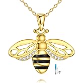 VONALA Gold Bee Pendant Necklace 925 Sterling Silver Bumblebee Jewelry Birthday Gifts for Women Daughter