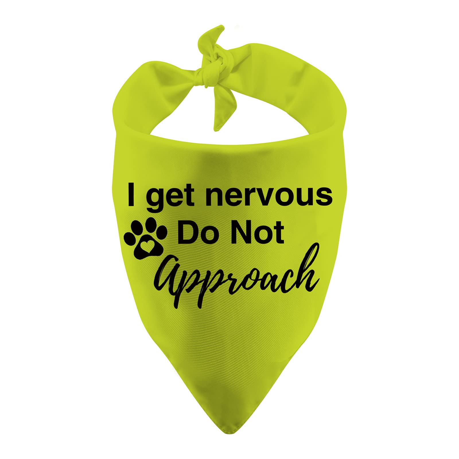 1 Piece I Get Nervous Do Not Approach Dog Scarf Anxious Dog Bandana Handkerchief Scarf Over The Collar Bandana (I Get Nervous yellow)