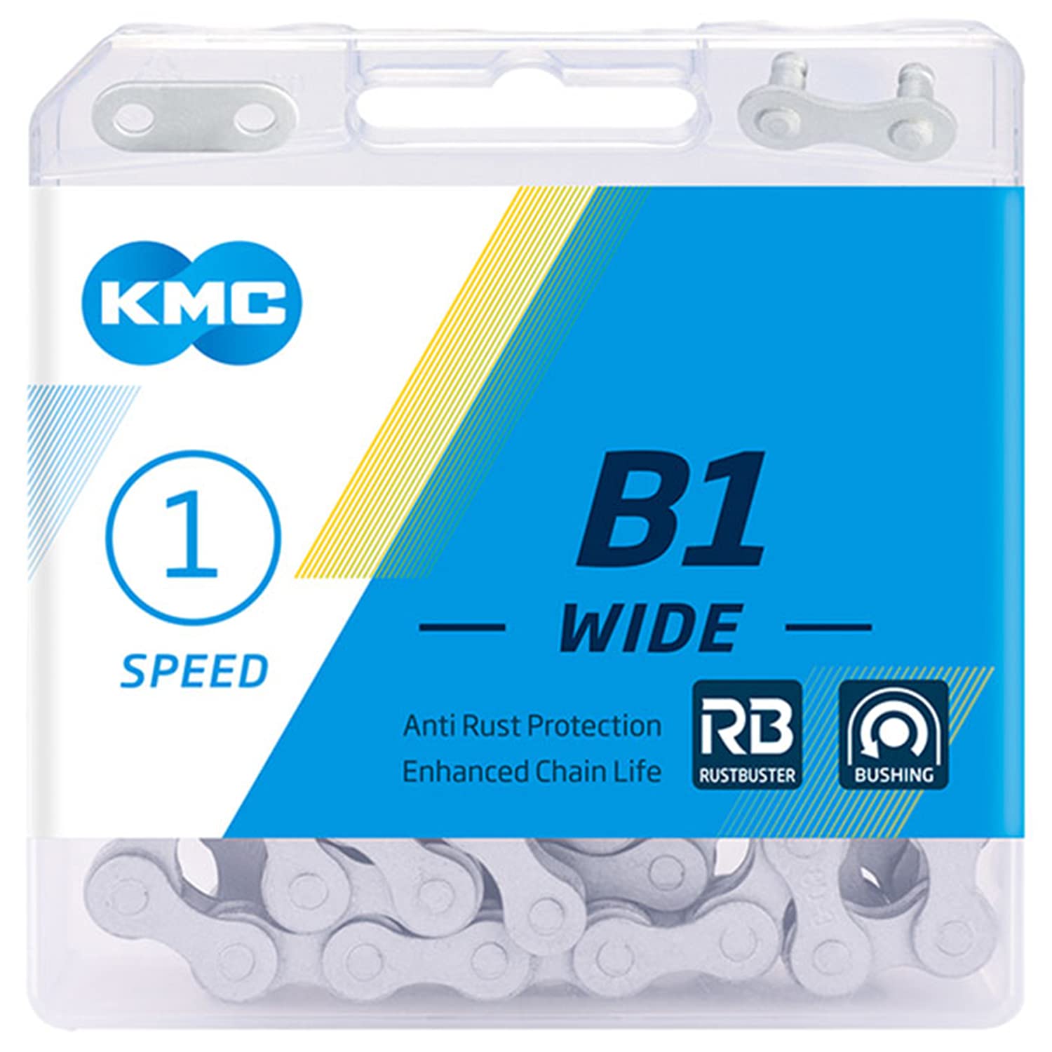 KMC B1 Rust Buster Single Speed Chain, Matte Silver, Wide (1/8”)