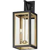 Maxim Lighting 30055CLBKGLD I Neoclass Collection 21 Inch Two Light Outdoor Wall Sconce I Black & Gold Finish I Modern Contem