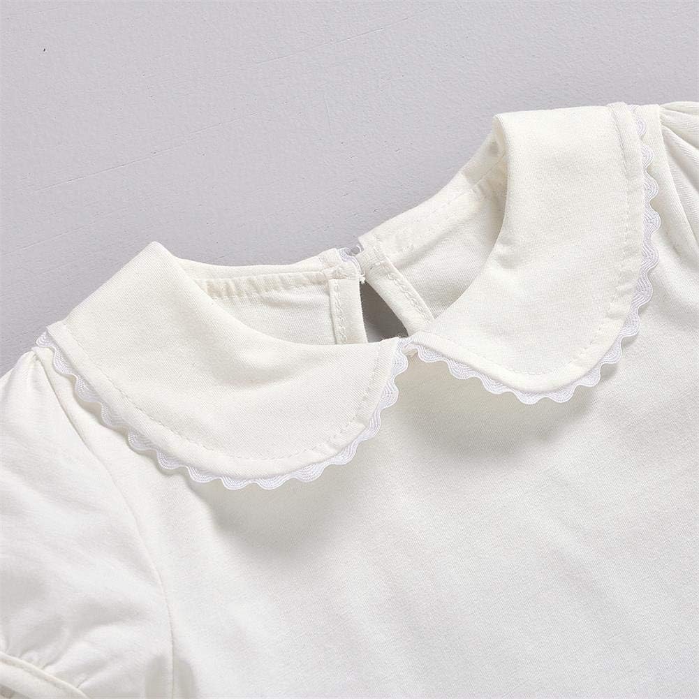 MODNTOGA Kids Girls Basic Shirt Long Sleeve 3 Solid Color Doll Collar Tops Blouse: Clothing