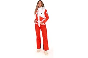 OOSC Stardust Womens Ski Suit | Red and White | Waterproof, Breathable & Insulated Synthetic | Recycled Polyester