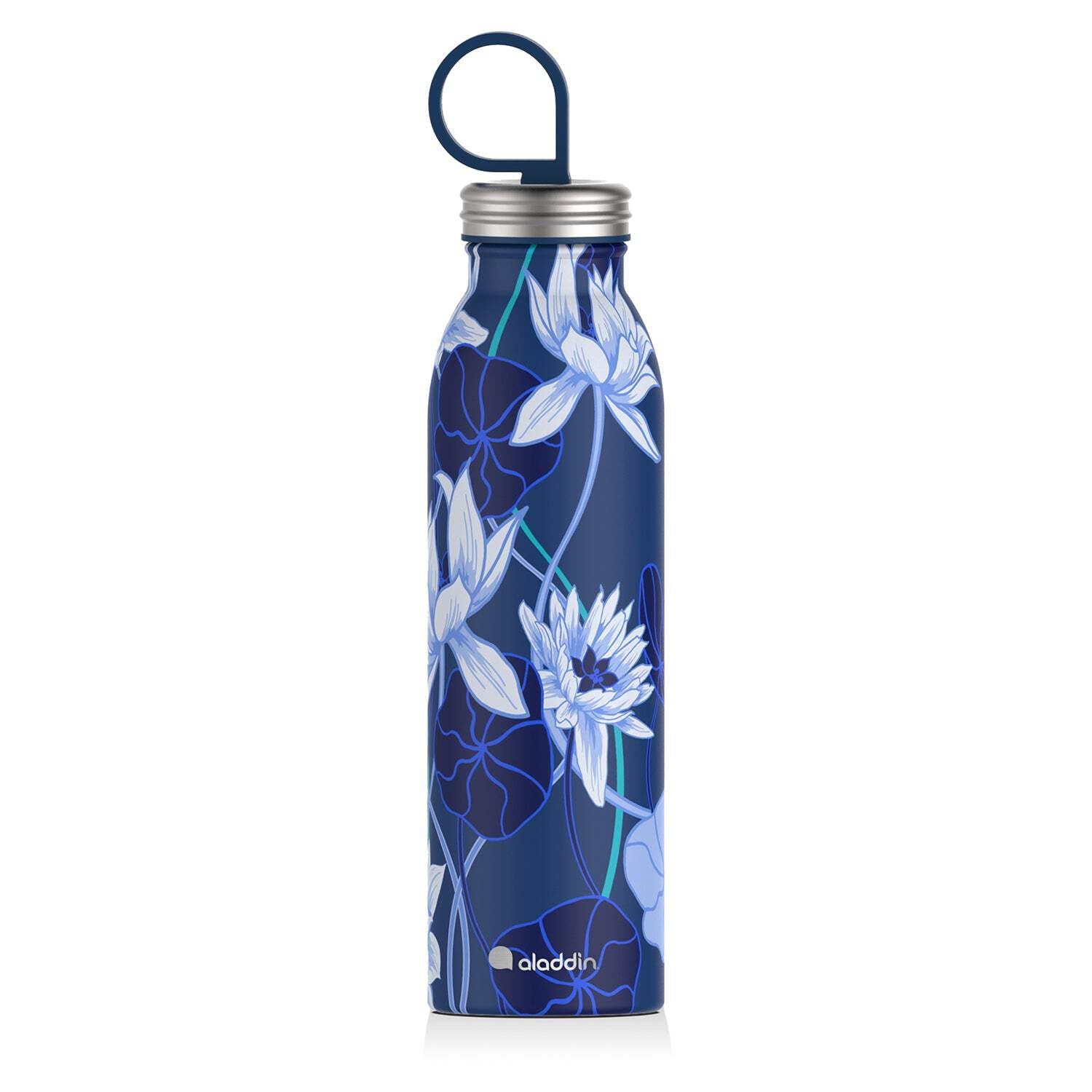 Aladdin Chilled Thermavac Stainless Steel Water Bottle 0.55L Lotus Navy – Insulated Metal Water Bottle - Keeps Cold for 9 Hours - BPA-Free Thermos Flask - Leakproof - Dishwasher Safe