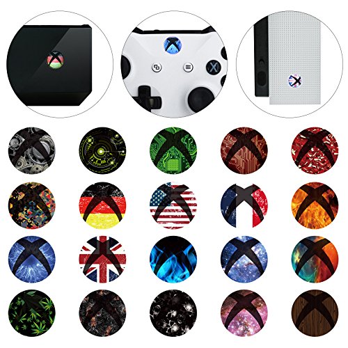 eXtremeRate 60 pcs Custom Home Button Power Switch Stickers Skin Cover for Xbox One/One X/One S Console Kinect and Xbox One/One X/One S/Elite Controllers