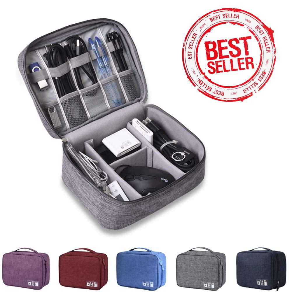 Grigio Medio Sunshine smile Organizzatore Cavi da Viaggio  Doppio,Organizzatore Cavi Borsa Porta,Organizzatore Elettronica Universale, portacavi,Elettronica Viaggio Borsa Organizzatore Accessori  urban-earth.co.uk