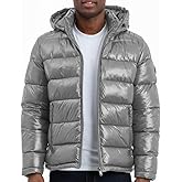Michael Kors mens Shine Hooded Puffer Jacket, Heavy Winter Jackets for Men, Water Resistant