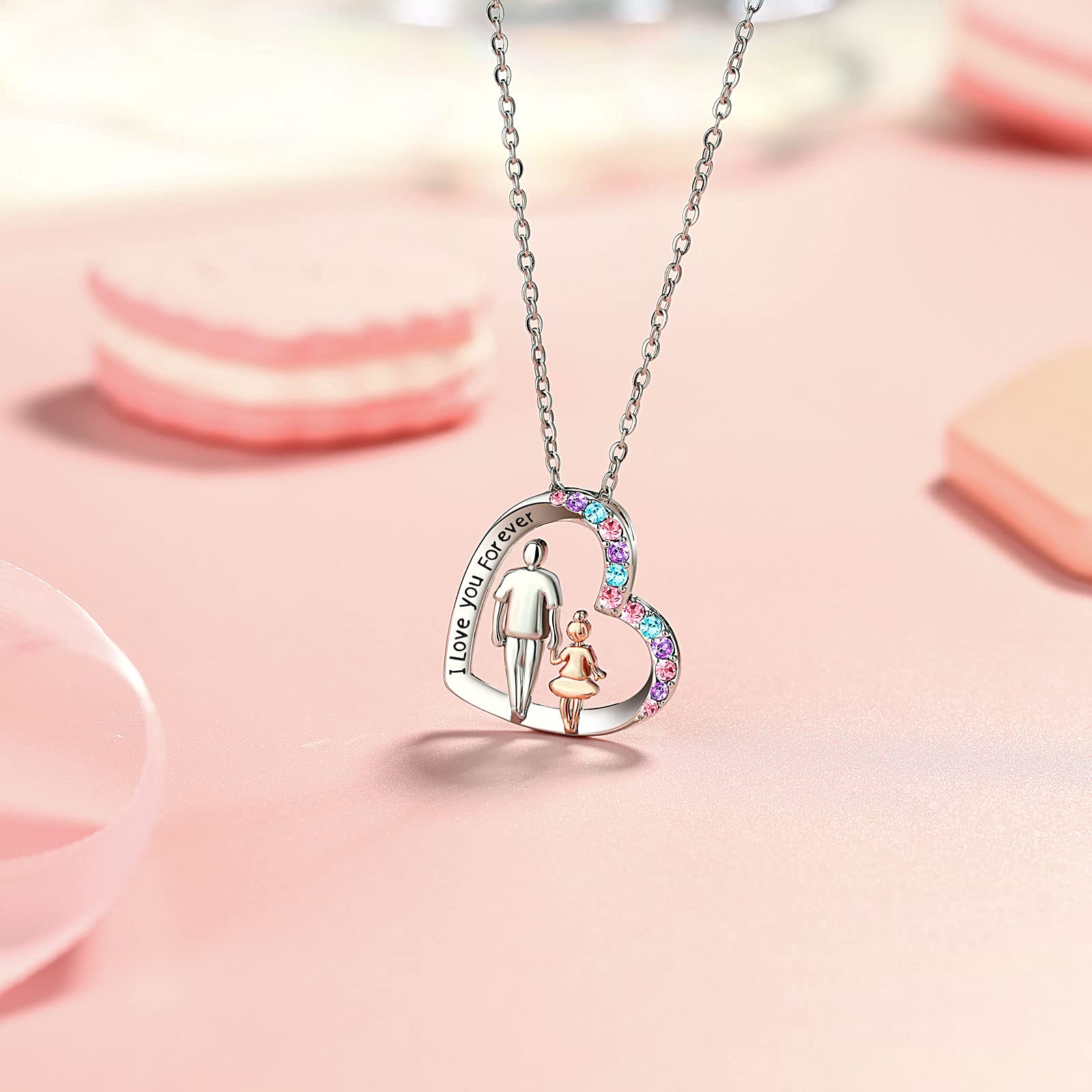 UNGENT THEM Daughter Necklace from Dad Daddy Father Valentines Birthday Gifts for Kids Girls Teen Tween Jewelry 8 10 12 13 14 16 11