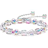 HANGINTHERE 925 Sterling Silver Crystal Bracelet for Womens Trendy,6"+4" Extension,Gift Boxed Rainbow Reflective Crystal for Birthday, Anniversary, Mother’s Day