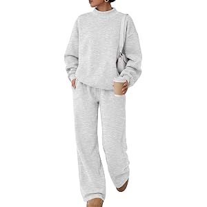 Trendy Queen Women's Mock Neck 2 Piece Sweat Sets Sweatsuits Fall Outfits | Two Piece Matching Set, Airport Travel Outfits, F