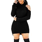 Sweater Dresses for Women Casual Sexy Off Shoulder Long Sleeve Knit Pullover Winter Pullover Dress