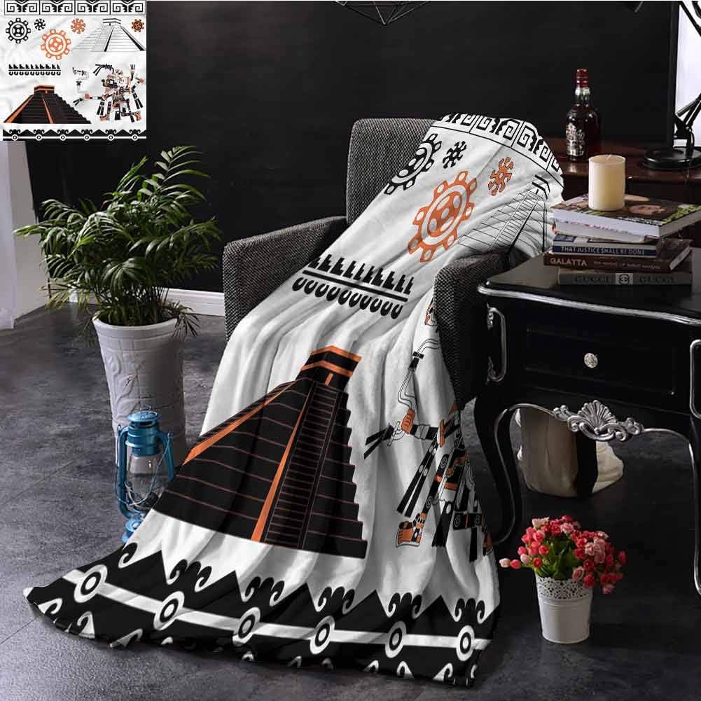 Lightweight Blanket Aztec Pyramids Mesoamerican Art Home Sofa Bedding Office Car Blanket 84x70 Inch
