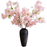Grekywin Artificial Cherry Blossom Stems, 39 Inch Pink Silk Flowers, Tall Branches for Home Wedding Centerpiece Decoration, 4 Pcs