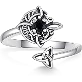 Daixiya Witches Knot Ring 925 Sterling Silver Moon Witches Knot Ring Celtic Witches Knot Jewelry Gifts for Women