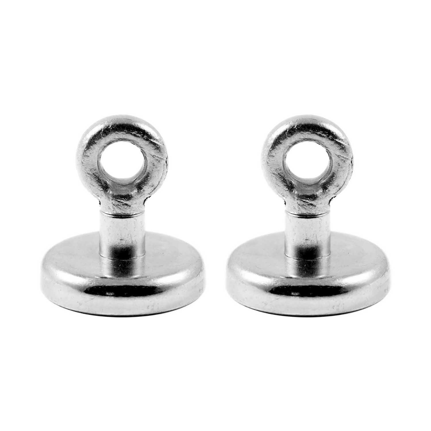 Magnetastico® | 2 pieces neodymium N35 eyebolt magnets 36 mm Ø | Holding force 41.0 kilograms | 2 extra strong neodymium pot magnets with eyelet, magnetic eyebolt, galvanised | Clamping magnet