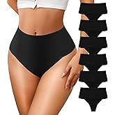 ASIMOON High Waisted Thongs Underwear for Women Seamless Underwear Ladies Soft No Show High Cut Panties 6 Pack