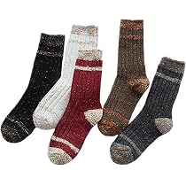 Lot De 5 Paires Chaussettes D’hiver Femmes – Coton Thermique, Motifs Colorés | Taille 36-39