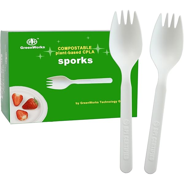 thumbnail image 2 of GreenWorks 3.3-inch Plant Starch Sporks | 1000-Count Eco-Friendly Disposable Cutlery 2 of 12